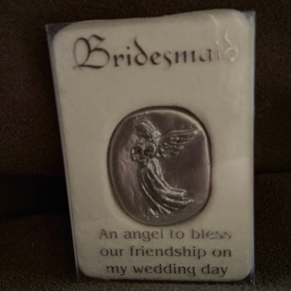 Bridesmaid angel token stone silver new